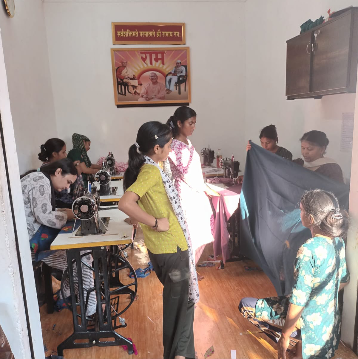 Rural women learning tailoring